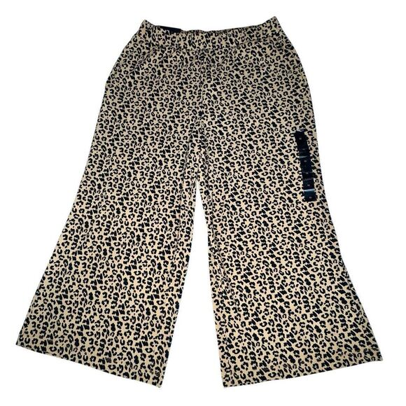 Banana Republic Sz M Women’s Pants Leopard Animal Print Wide Leg Cropped Pockets - Picture 1 of 13